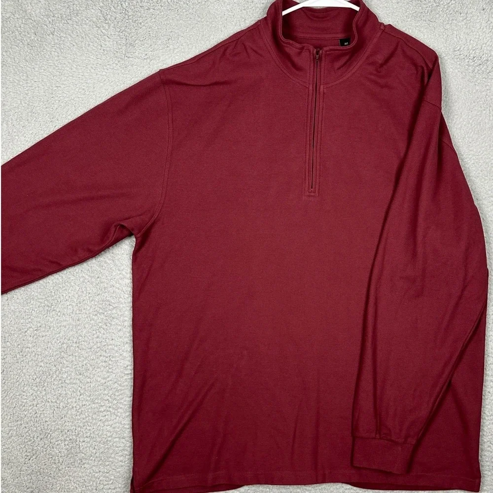 NEW Jos. A. Bank Travelers Sweater Mens 2XT Tall Burgundy Quarter Zip Pullover